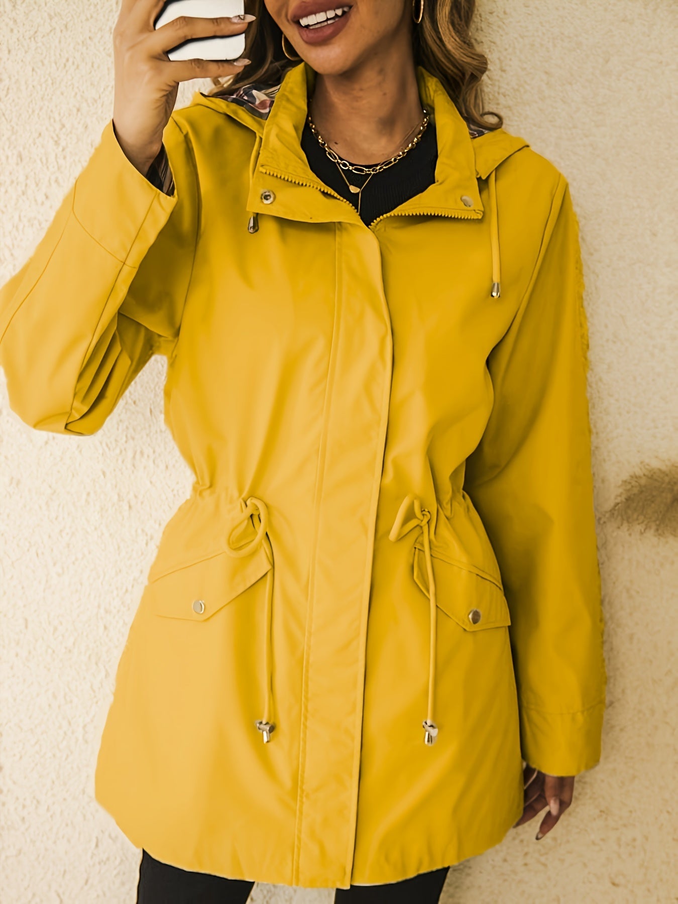 Charlie Chic Drawstring Hooded Jacket