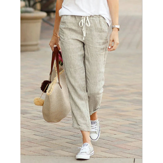 Debbie Drawstring Elastic cotton trousers