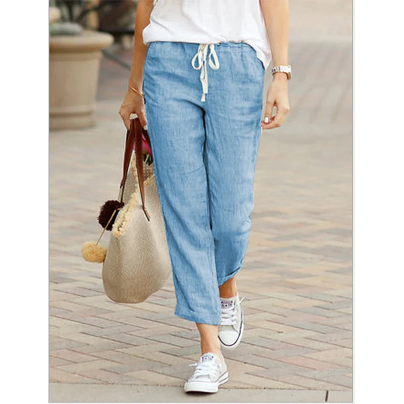 Debbie Drawstring Elastic cotton trousers