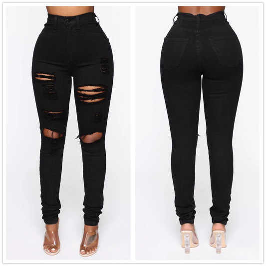 Hannah High Waist Stretch Ripped Jeans