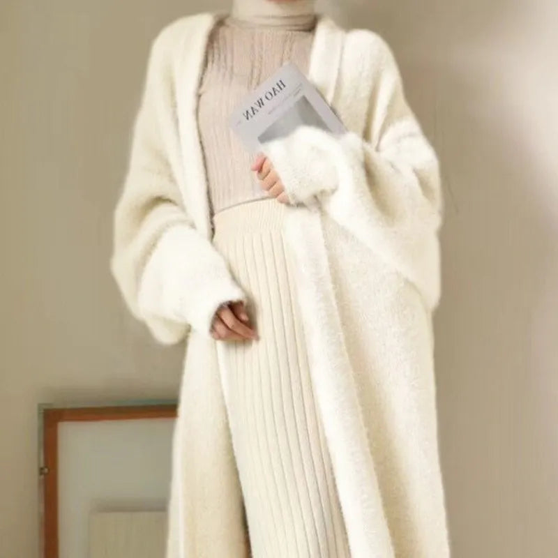 Lidia Long Cardigan Knitted fluffy long sleeve Cashmere Sweater