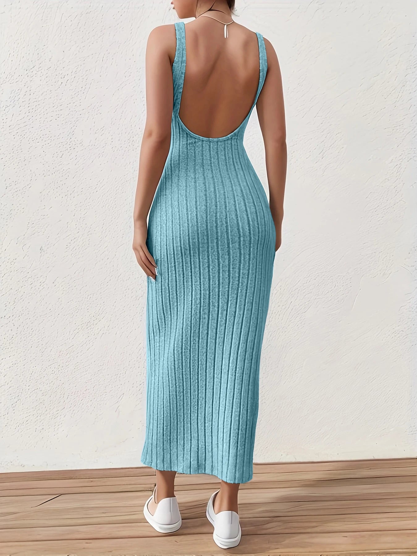 Olivia Solid Backless Tank Dress.