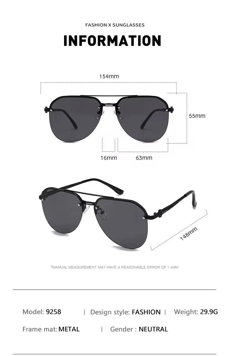 Metal Half Frame Sunglasses