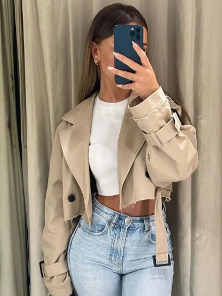 Bella Belt Cropped Jacket Coat