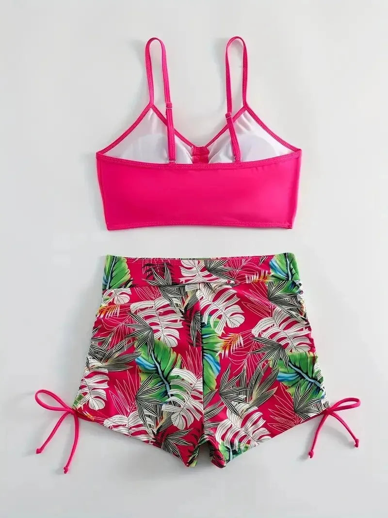 Hallie Tropical Leaf Print Bikini Set