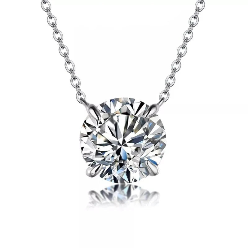 Moissanite Diamond 6.5mm 1CT Necklace Pendant 925 Silver Necklace