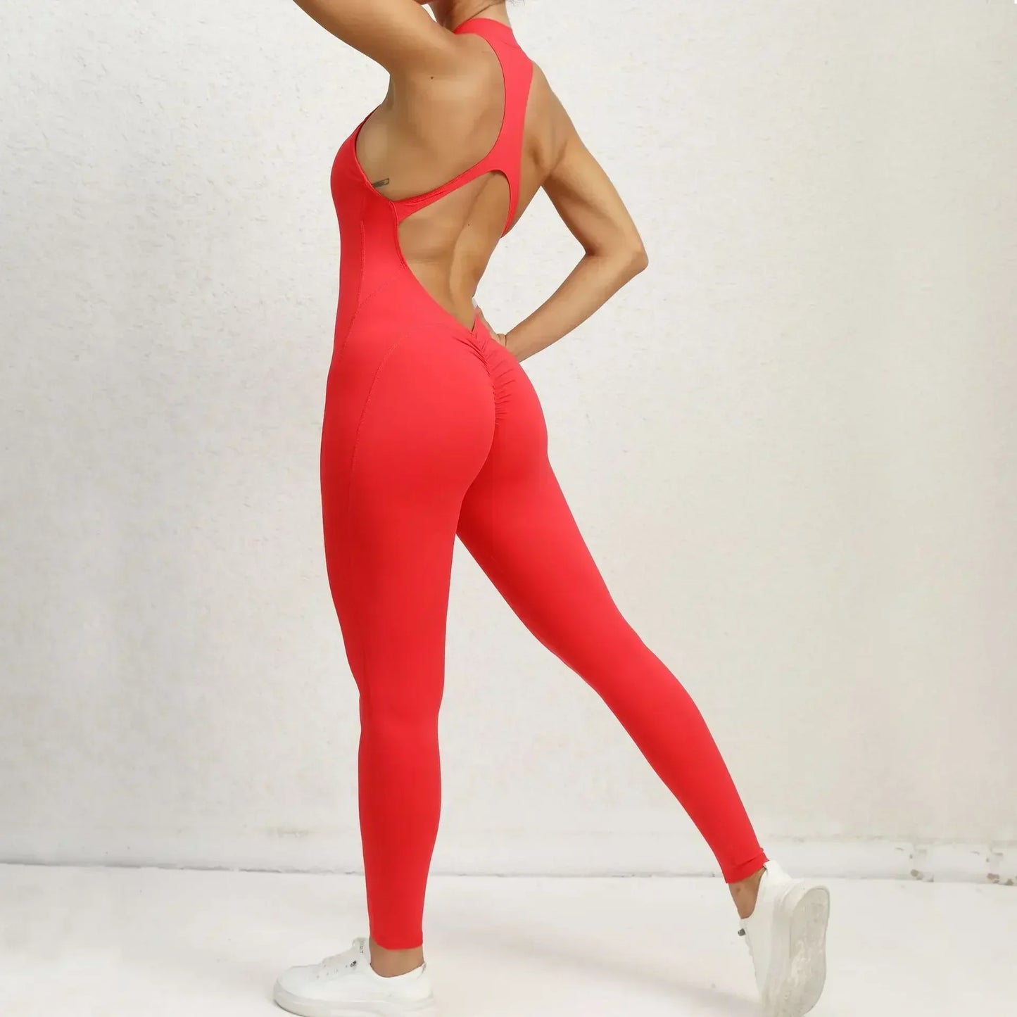 Beth Backless Jumpsuit Raises Butt  One Piece Gym Set