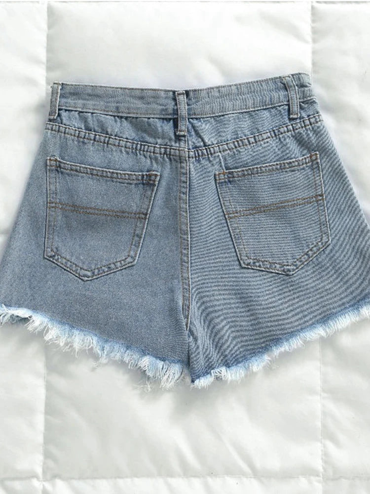 Rebecca Ripped High Waist Jeans Shorts