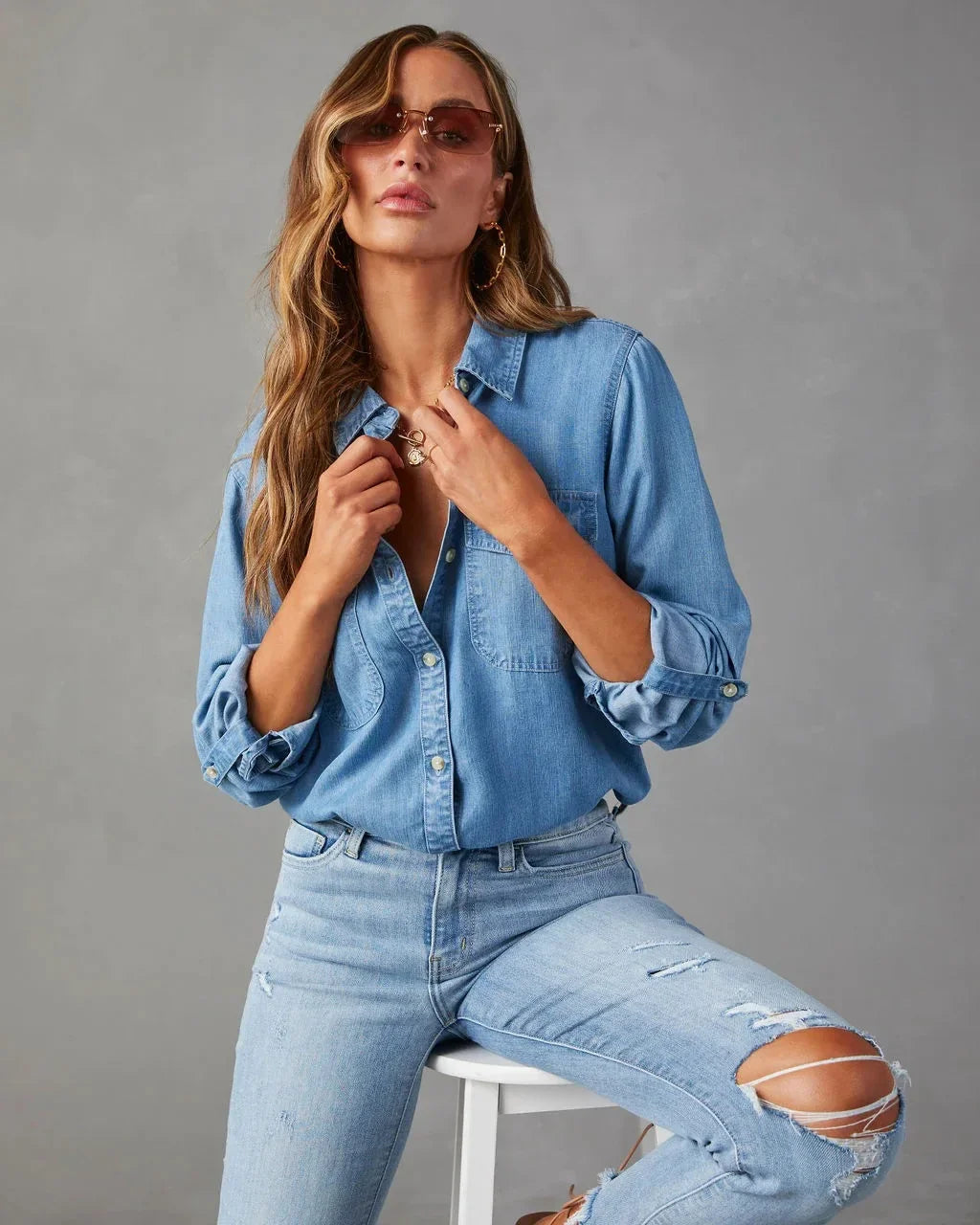 Orla Denim Shirts Blouse