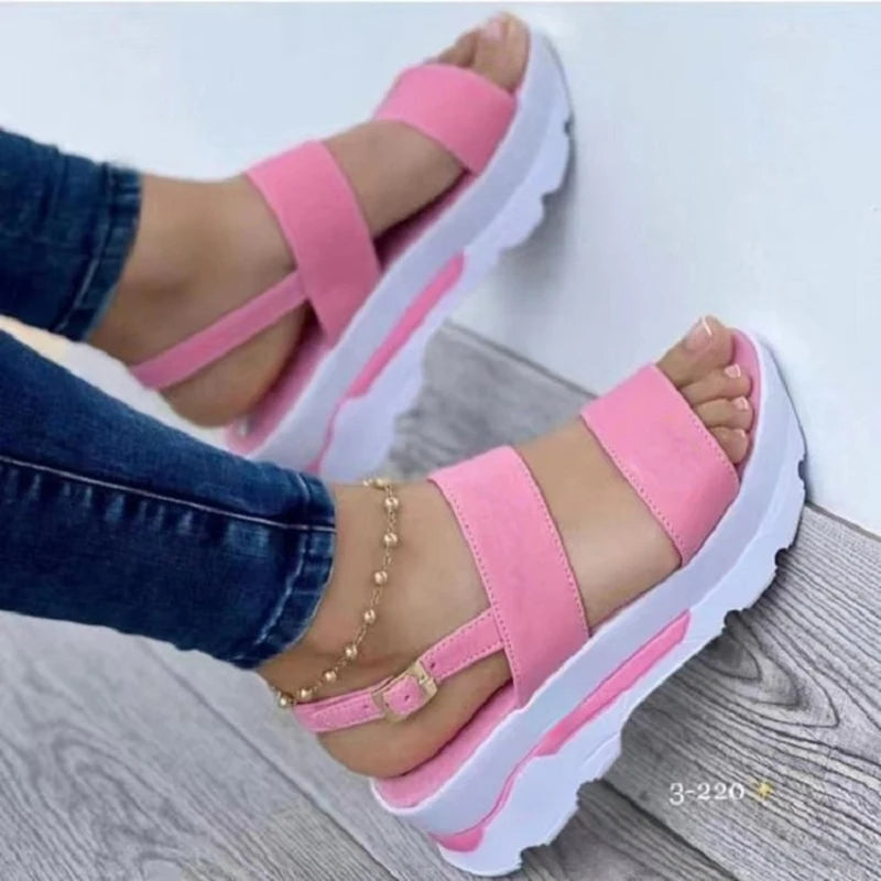 Ella Platform Sandals Buckle Strap