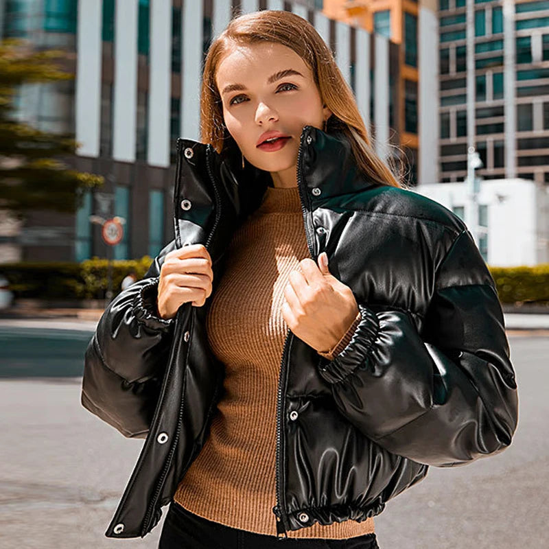 Penny Warm Winter Coat Thick PU Leather Jacket