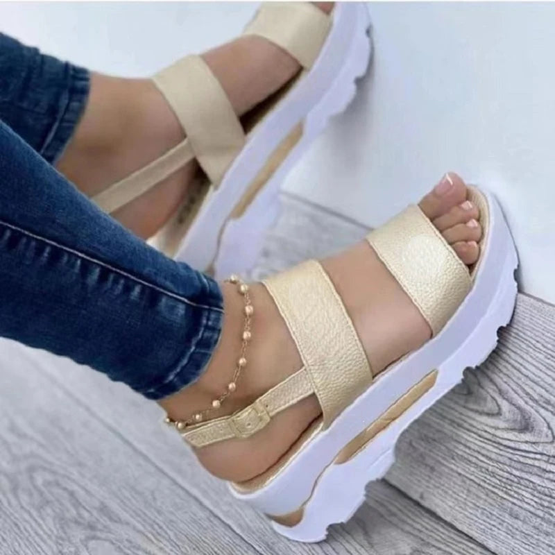 Ella Platform Sandals Buckle Strap