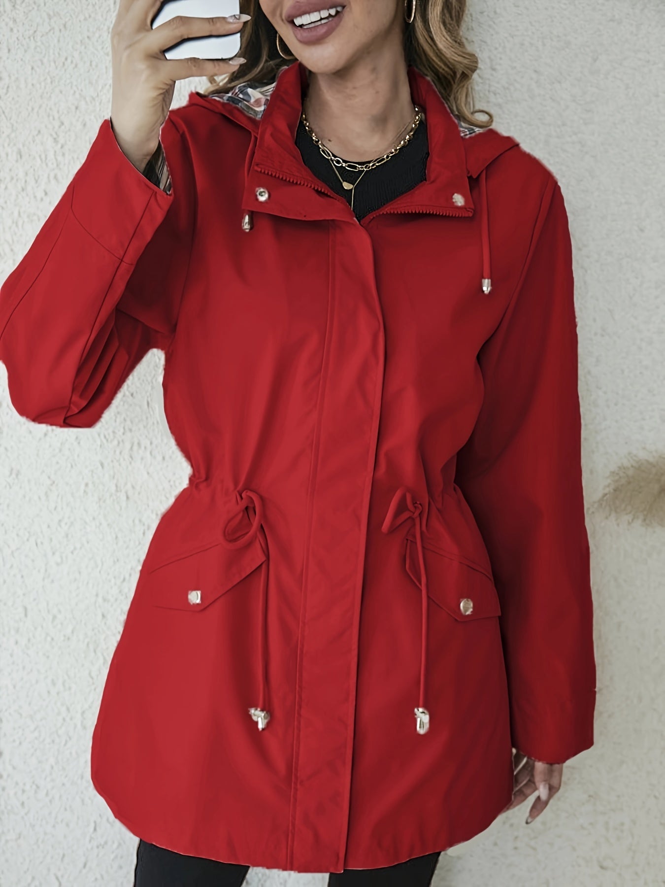 Charlie Chic Drawstring Hooded Jacket